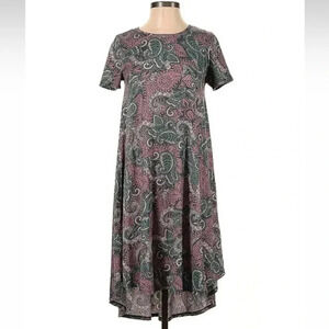 LuLaRoe High Low Carly Midi Dress Bohemian Floral Tropical Print Size XXS